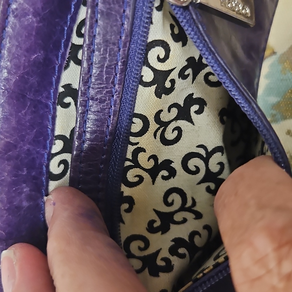 HOBO Deep Purple Leather Card Holder - Picture 5 of 7